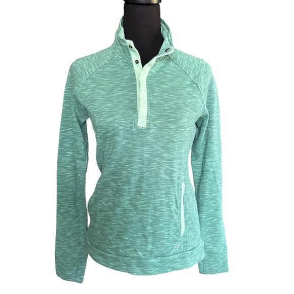 Avalanche Tops - Avalanche Green 1/4 Snap, High Neck, Athletic Pullover With Thumb Holes, Medium